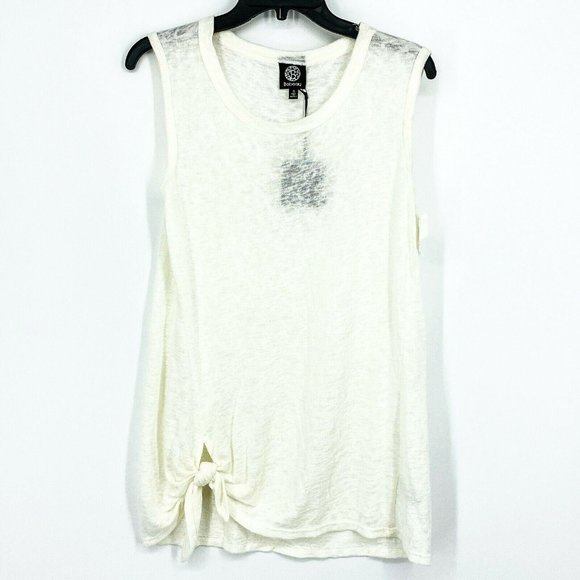 Bobeau Women's Tie Front Slub Knit Tank Top Blouse - Picture 2 of 6